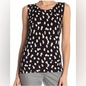 Philosophy sleeveless black  and pink polka dot fitted vest tank top M